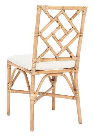 Safavieh BHUMI Accent Chair with Cushion - Stylish Bamboo-Inspired Design for Modern Living Spaces White / Honey Brown Wash ACH6509B-SET2