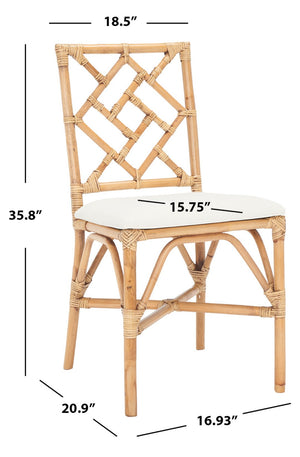 Safavieh BHUMI Accent Chair with Cushion - Stylish Bamboo-Inspired Design for Modern Living Spaces White / Honey Brown Wash ACH6509B-SET2