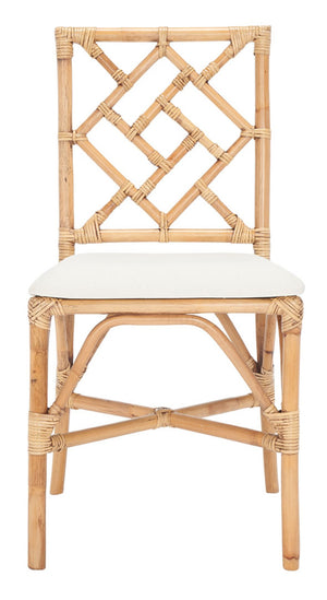 Safavieh BHUMI Accent Chair with Cushion - Stylish Bamboo-Inspired Design for Modern Living Spaces White / Honey Brown Wash ACH6509B-SET2