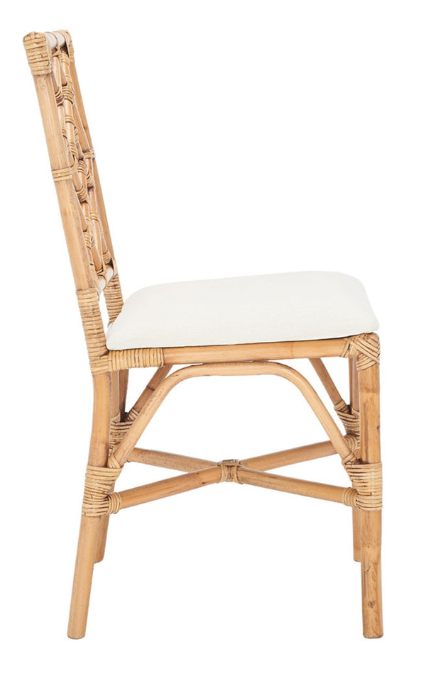 Safavieh BHUMI Accent Chair with Cushion - Stylish Bamboo-Inspired Design for Modern Living Spaces White / Honey Brown Wash ACH6509B-SET2