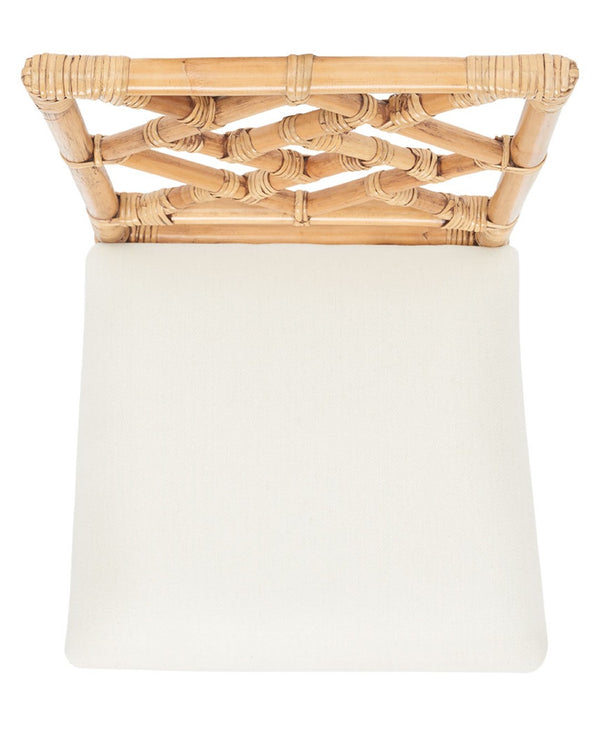 Safavieh BHUMI Accent Chair with Cushion - Stylish Bamboo-Inspired Design for Modern Living Spaces White / Honey Brown Wash ACH6509B-SET2
