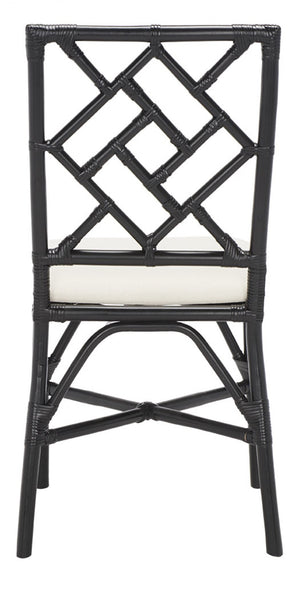 Safavieh BHUMI Accent Chair with Cushion - Stylish Bamboo-Inspired Design for Modern Living Spaces White / Black ACH6509C-SET2