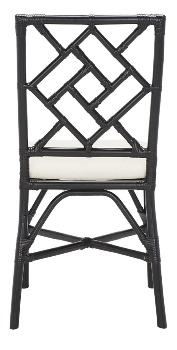Safavieh BHUMI Accent Chair with Cushion - Stylish Bamboo-Inspired Design for Modern Living Spaces White / Black ACH6509C-SET2