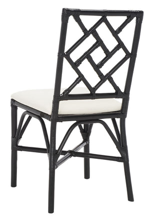 Safavieh BHUMI Accent Chair with Cushion - Stylish Bamboo-Inspired Design for Modern Living Spaces White / Black ACH6509C-SET2