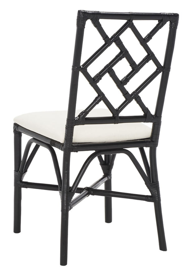 Safavieh BHUMI Accent Chair with Cushion - Stylish Bamboo-Inspired Design for Modern Living Spaces White / Black ACH6509C-SET2