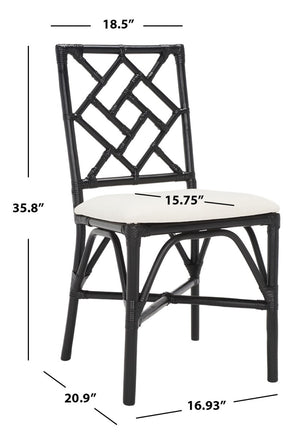 Safavieh BHUMI Accent Chair with Cushion - Stylish Bamboo-Inspired Design for Modern Living Spaces White / Black ACH6509C-SET2