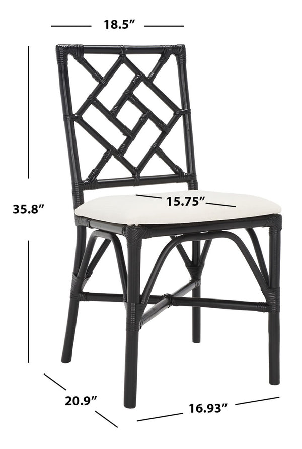 Safavieh BHUMI Accent Chair with Cushion - Stylish Bamboo-Inspired Design for Modern Living Spaces White / Black ACH6509C-SET2
