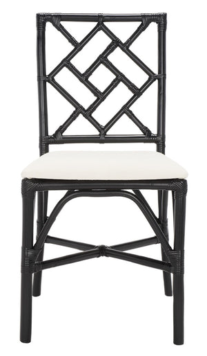 Safavieh BHUMI Accent Chair with Cushion - Stylish Bamboo-Inspired Design for Modern Living Spaces White / Black ACH6509C-SET2
