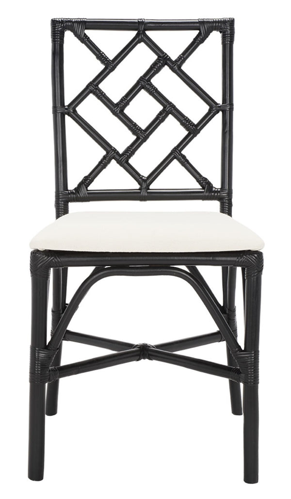 Safavieh BHUMI Accent Chair with Cushion - Stylish Bamboo-Inspired Design for Modern Living Spaces White / Black ACH6509C-SET2