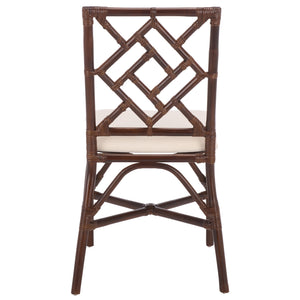 Bhumi Accent Chair With Plush Cushion, Chinoserie-Chic Rattan Design, Decorative Cutout Motif Set Of 2