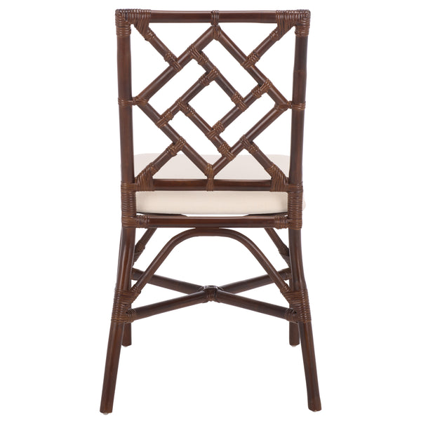 Bhumi Accent Chair With Plush Cushion, Chinoserie-Chic Rattan Design, Decorative Cutout Motif Set Of 2