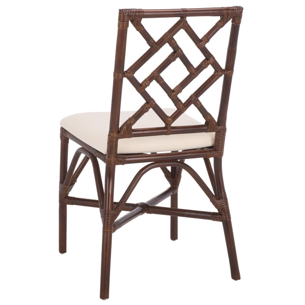 Bhumi Accent Chair With Plush Cushion, Chinoserie-Chic Rattan Design, Decorative Cutout Motif Set Of 2