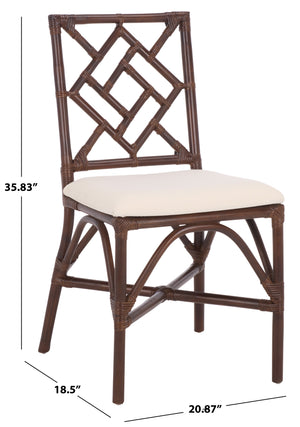 Bhumi Accent Chair With Plush Cushion, Chinoserie-Chic Rattan Design, Decorative Cutout Motif Set Of 2