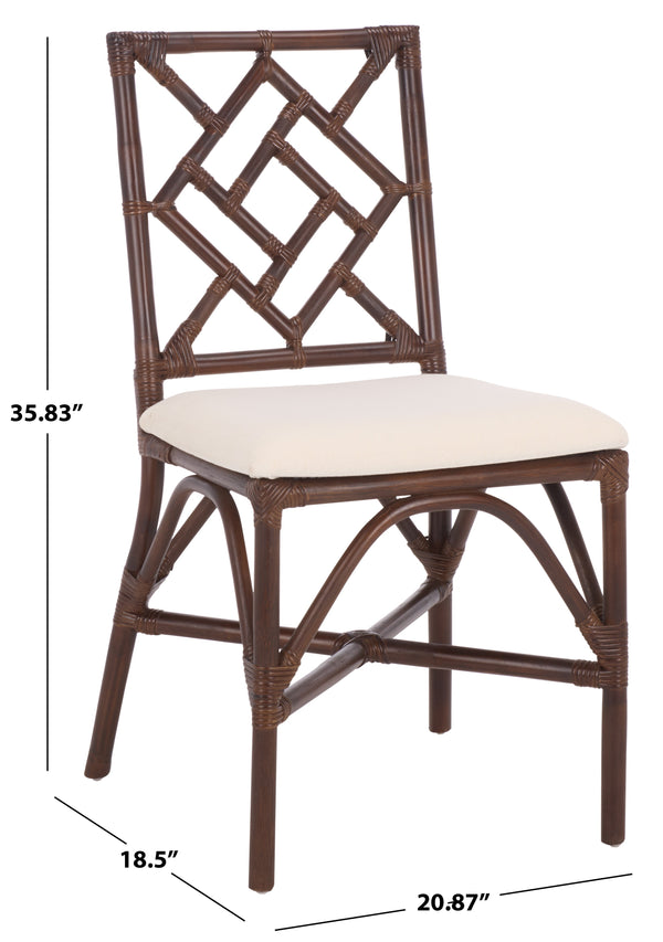 Bhumi Accent Chair With Plush Cushion, Chinoserie-Chic Rattan Design, Decorative Cutout Motif Set Of 2