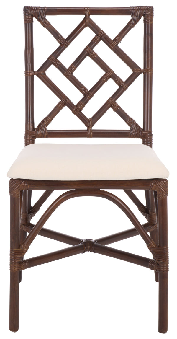 Bhumi Accent Chair With Plush Cushion, Chinoserie-Chic Rattan Design, Decorative Cutout Motif Set Of 2