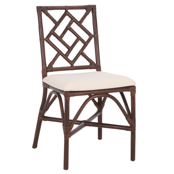 Bhumi Accent Chair With Plush Cushion, Chinoserie-Chic Rattan Design, Decorative Cutout Motif Set Of 2
