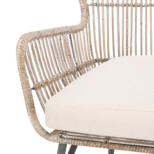 Safavieh Lenu Rattan Accent Chair With Plush Cushion For A Relaxed Coastal Bohemian Living Space Grey White Wash/White/ Black ACH6510A