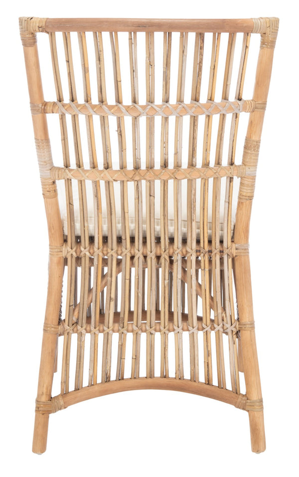 Safavieh ERIKA Rattan Accent Chair with Soft Cushion – Elegant Coastal Design for Stylish Living Spaces White / Natural Unfinished ACH6511A-SET2