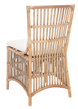 Safavieh ERIKA Rattan Accent Chair with Soft Cushion – Elegant Coastal Design for Stylish Living Spaces White / Natural Unfinished ACH6511A-SET2