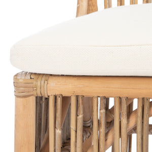 Safavieh ERIKA Rattan Accent Chair with Soft Cushion – Elegant Coastal Design for Stylish Living Spaces White / Natural Unfinished ACH6511A-SET2