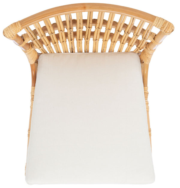 Safavieh ERIKA Rattan Accent Chair with Soft Cushion – Elegant Coastal Design for Stylish Living Spaces White / Natural ACH6511B-SET2