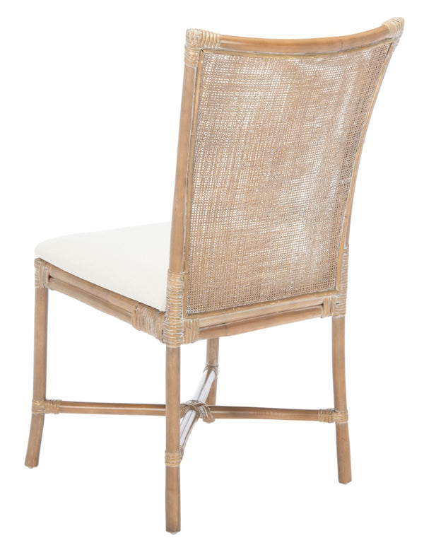 Safavieh CHIARA Coastal Rattan Accent Chair with Soft Cushion - Grey Whitewash Finish for Elegant Spaces ACH6512A-SET2