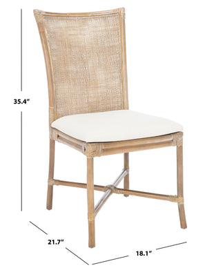 Safavieh CHIARA Coastal Rattan Accent Chair with Soft Cushion - Grey Whitewash Finish for Elegant Spaces ACH6512A-SET2