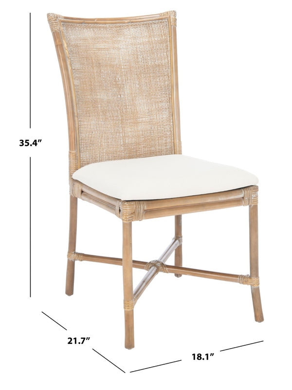 Safavieh CHIARA Coastal Rattan Accent Chair with Soft Cushion - Grey Whitewash Finish for Elegant Spaces ACH6512A-SET2
