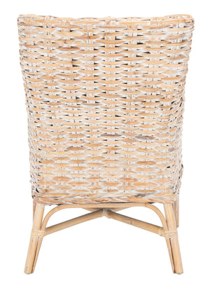 Safavieh Cristen Rattan Accent Chair - Stylish Bohemian Elegance With Plush Cushion For Cozy Living Spaces Natural White Wash/ White ACH6513A