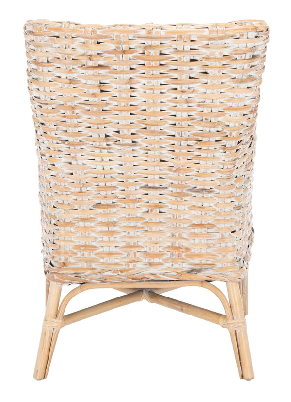 Safavieh Cristen Rattan Accent Chair - Stylish Bohemian Elegance With Plush Cushion For Cozy Living Spaces Natural White Wash/ White ACH6513A