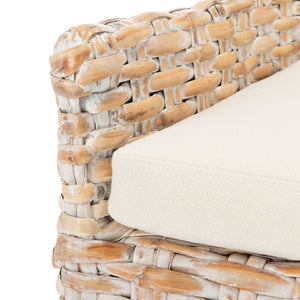Safavieh Cristen Rattan Accent Chair - Stylish Bohemian Elegance With Plush Cushion For Cozy Living Spaces Natural White Wash/ White ACH6513A