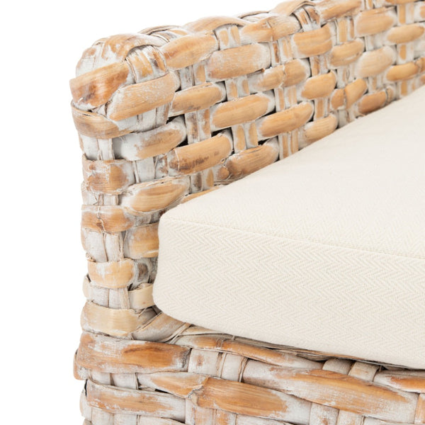 Safavieh Cristen Rattan Accent Chair - Stylish Bohemian Elegance With Plush Cushion For Cozy Living Spaces Natural White Wash/ White ACH6513A