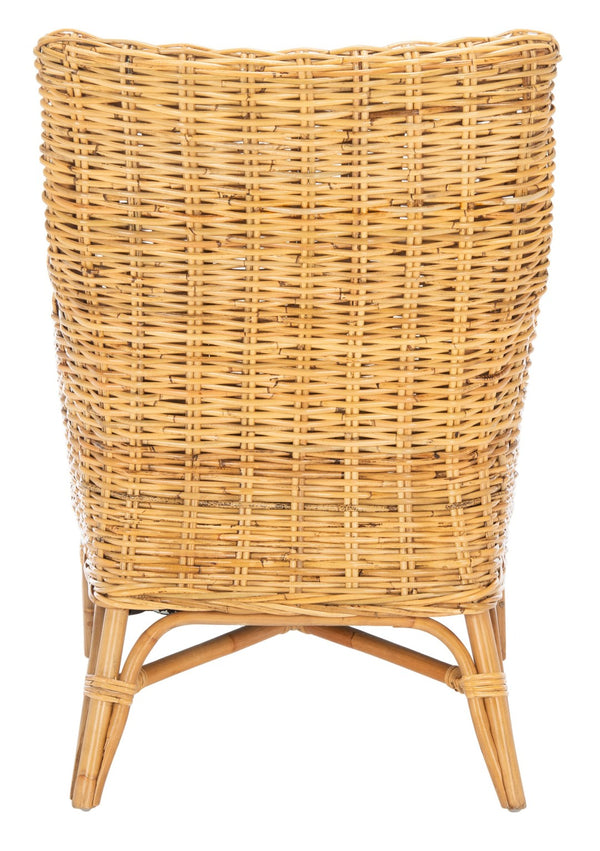 Safavieh Cristen Rattan Accent Chair - Stylish Bohemian Elegance With Plush Cushion For Cozy Living Spaces Natural/White ACH6513B