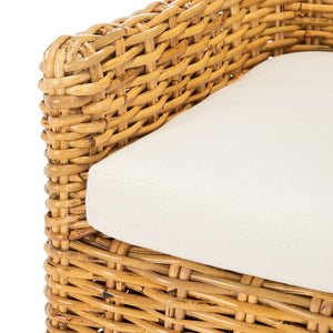 Safavieh Cristen Rattan Accent Chair - Stylish Bohemian Elegance With Plush Cushion For Cozy Living Spaces Natural/White ACH6513B
