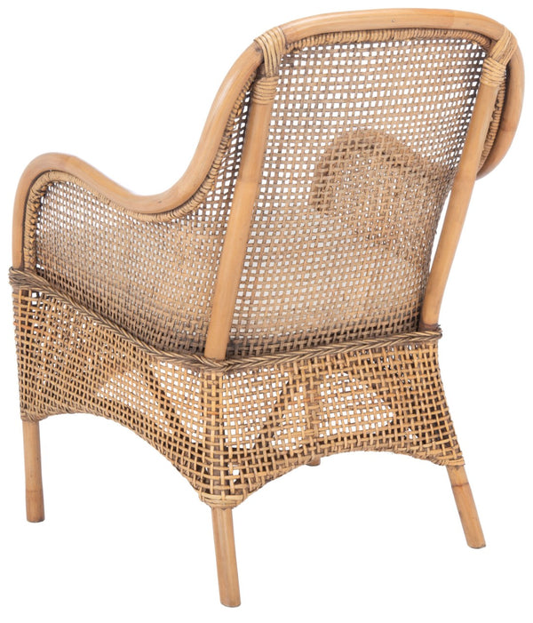 Safavieh Charlie Rattan Accent Chair – Handwoven Comfort With Curved Design For Bohemian-Inspired Spaces Dark Natural/White ACH6514A