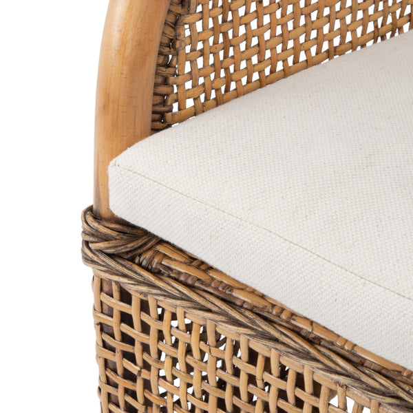 Safavieh Charlie Rattan Accent Chair – Handwoven Comfort With Curved Design For Bohemian-Inspired Spaces Dark Natural/White ACH6514A