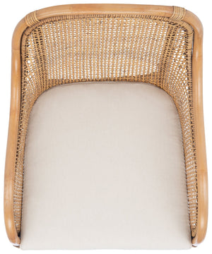 Safavieh Charlie Rattan Accent Chair – Handwoven Comfort With Curved Design For Bohemian-Inspired Spaces Dark Natural/White ACH6514A