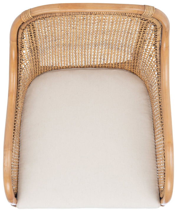 Safavieh Charlie Rattan Accent Chair – Handwoven Comfort With Curved Design For Bohemian-Inspired Spaces Dark Natural/White ACH6514A