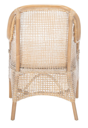 Safavieh Charlie Rattan Accent Chair – Handwoven Comfort With Curved Design For Bohemian-Inspired Spaces Grey White Wash/ White ACH6514B