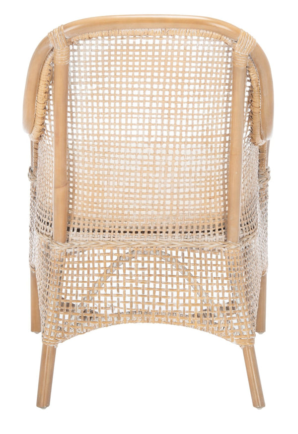 Safavieh Charlie Rattan Accent Chair – Handwoven Comfort With Curved Design For Bohemian-Inspired Spaces Grey White Wash/ White ACH6514B