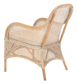 Safavieh Charlie Rattan Accent Chair – Handwoven Comfort With Curved Design For Bohemian-Inspired Spaces Grey White Wash/ White ACH6514B
