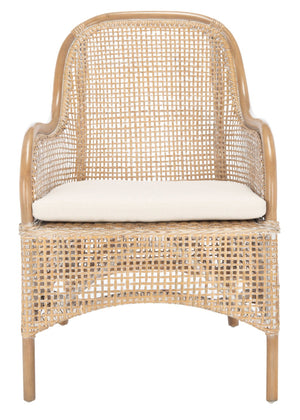 Safavieh Charlie Rattan Accent Chair – Handwoven Comfort With Curved Design For Bohemian-Inspired Spaces Grey White Wash/ White ACH6514B