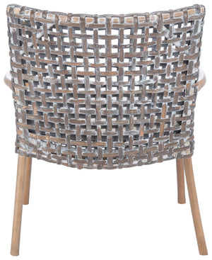 Safavieh Collette Coastal Rattan Accent Chair With Plush Cushion - Contemporary Design For Stylish Comfort Grey White Wash/ White ACH6515A