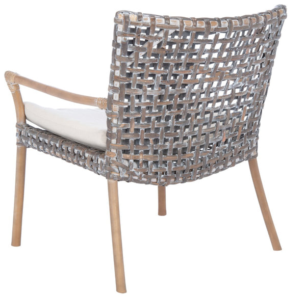 Safavieh Collette Coastal Rattan Accent Chair With Plush Cushion - Contemporary Design For Stylish Comfort Grey White Wash/ White ACH6515A