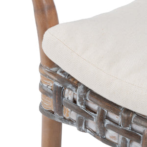 Safavieh Collette Coastal Rattan Accent Chair With Plush Cushion - Contemporary Design For Stylish Comfort Grey White Wash/ White ACH6515A