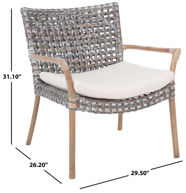 Safavieh Collette Coastal Rattan Accent Chair With Plush Cushion - Contemporary Design For Stylish Comfort Grey White Wash/ White ACH6515A