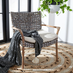 Safavieh Collette Coastal Rattan Accent Chair With Plush Cushion - Contemporary Design For Stylish Comfort Grey White Wash/ White ACH6515A