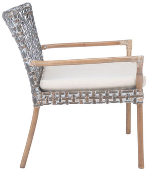 Safavieh Collette Coastal Rattan Accent Chair With Plush Cushion - Contemporary Design For Stylish Comfort Grey White Wash/ White ACH6515A