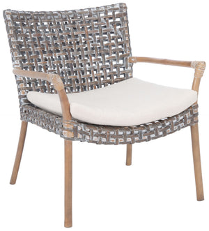 Safavieh Collette Coastal Rattan Accent Chair With Plush Cushion - Contemporary Design For Stylish Comfort Grey White Wash/ White ACH6515A