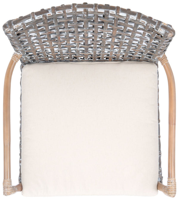 Safavieh Collette Coastal Rattan Accent Chair With Plush Cushion - Contemporary Design For Stylish Comfort Grey White Wash/ White ACH6515A
